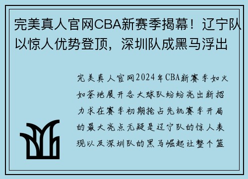 完美真人官网CBA新赛季揭幕！辽宁队以惊人优势登顶，深圳队成黑马浮出水面 - 副本